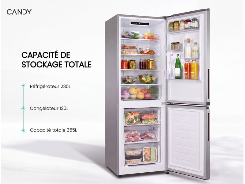 Réfrigérateur combiné (congél en bas) CANDY CNCQ2T618DX - Conforama B
