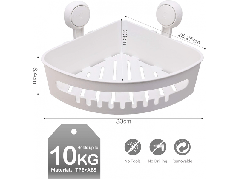 Étagère de douche d'angle sans perçage, installation en 1 seconde, capacité de charge de 10 kg, étanche, pour murs de douche carrelés, salle de bain - Conforama C