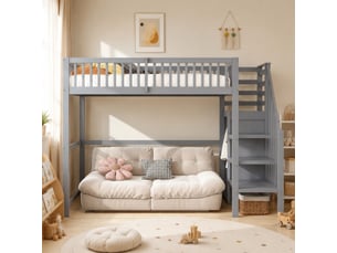 Lit mezzanine 90x200 cm <strong></strong> <strong></strong> coloris gris