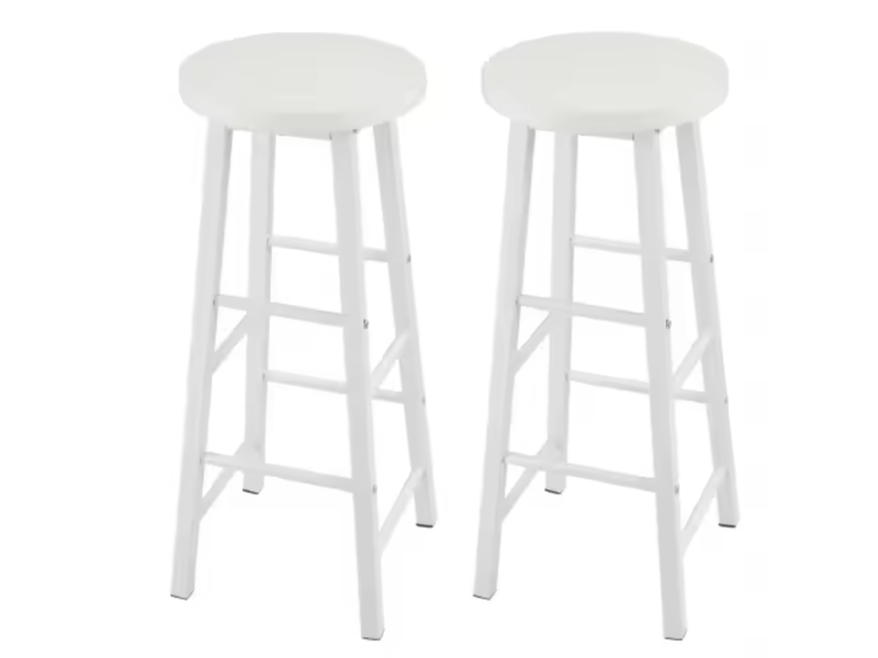  Tabourets de bar lot de 2 avec repose-pieds - lpospi - style industriel, mdf et métal blanc, 30 × 71 cm  - Conforama A