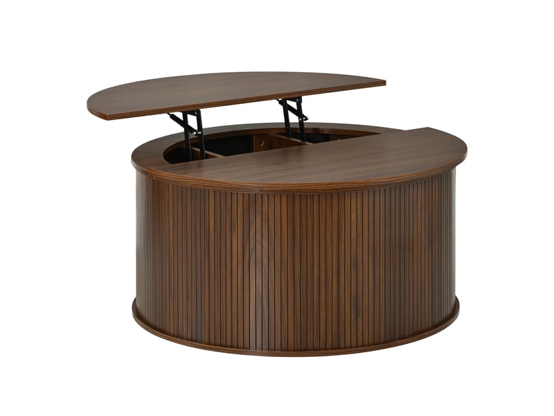  Table basse ronde avec plateau relevable mdf coloris noyer d 88 x h 53.5 cm N621P463426D - Conforama B