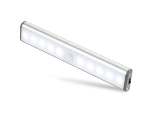 Lampes 10 led sans fil rechargeable usb aimanté, détecteur de mouvement, placard secours veilleuse (argent)