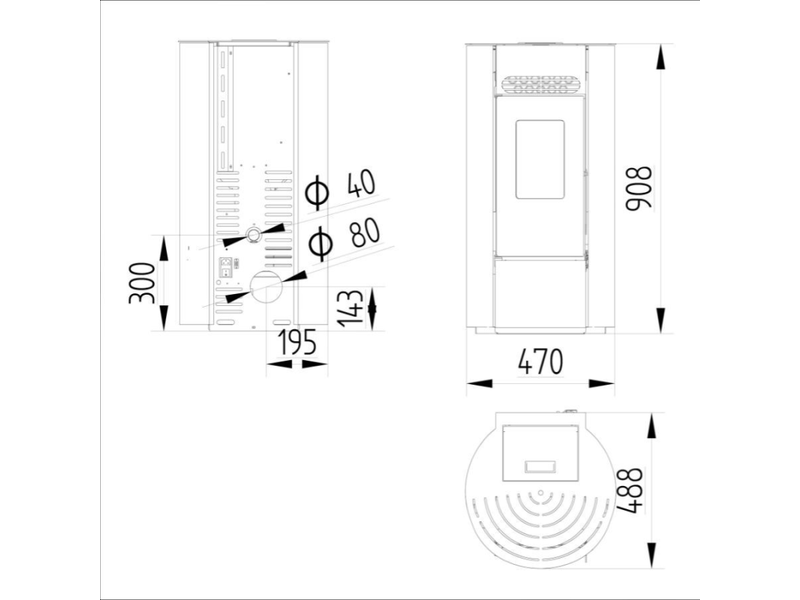  Pack poêle à granulés étanche leandro 9 kw + kit vertical - blanc  - Conforama E