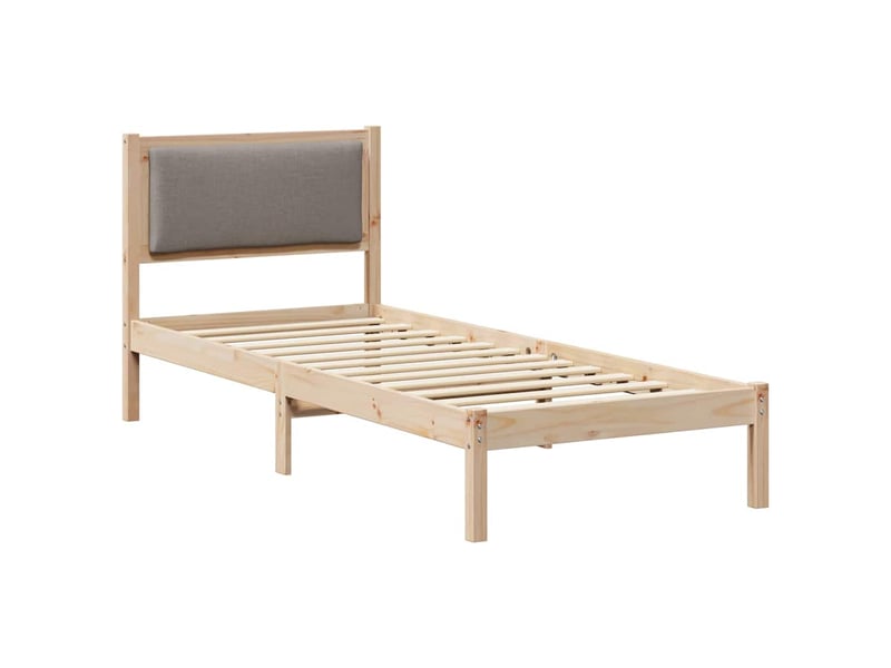  Lit simple- lit adulte -  cadre de lit avec tête de lit taupe 80 x 200 cm pin massif  - Conforama A