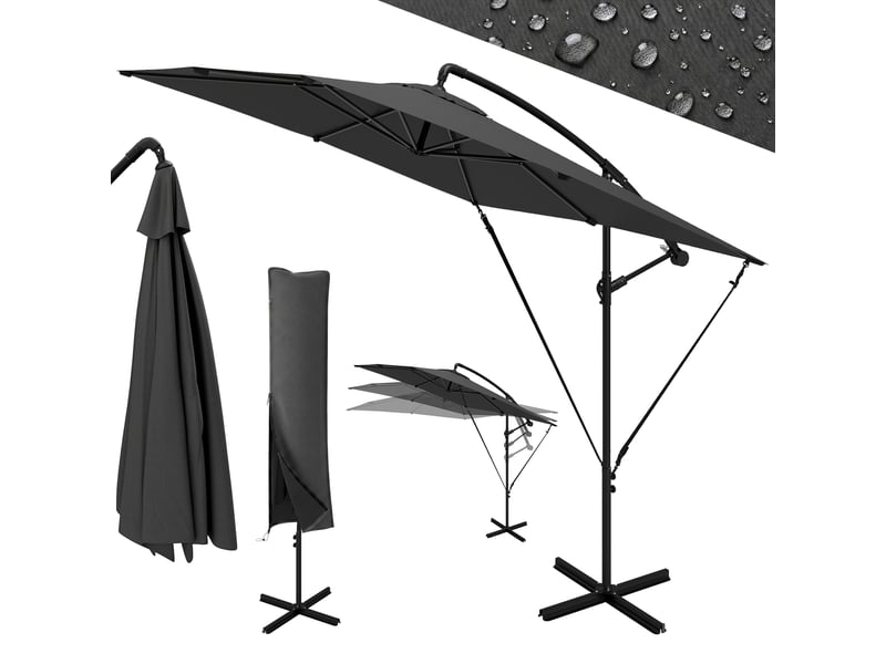  Parasol déporté, parasol de jardin extérieur gris foncé 247x247x256cm  - Conforama A