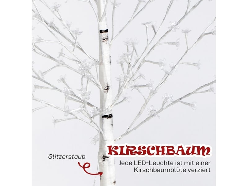  Arbre lumineux 21 x 21 x 150 cm blanc en plastique, 120 led blanc chaud à 3 niveaux de luminosité, branches flexibles  - Conforama E