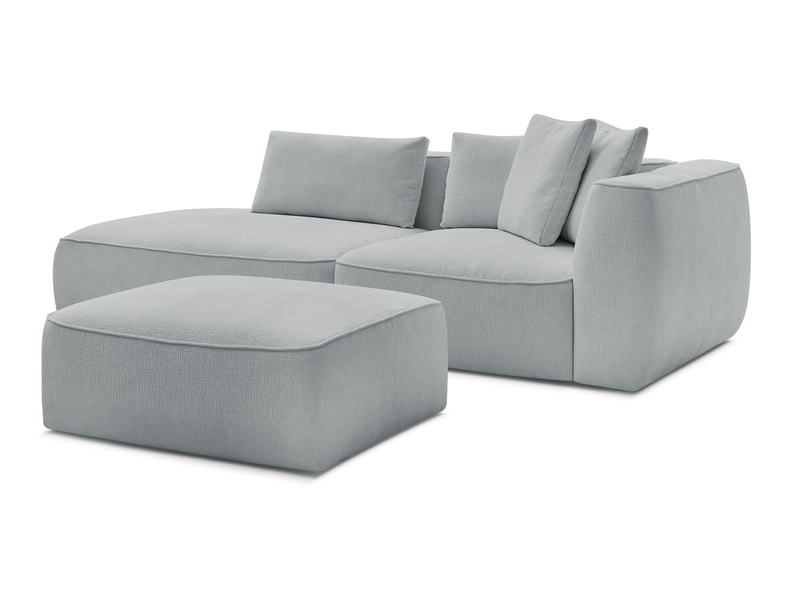  Bobochic canapé droit fixe 3 places leopold tissu texturé avec pouf gris clair  accoudoir droit LEOPOLD - Conforama A