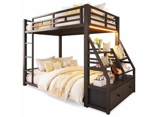 Lit superposé 2x90x200 cm OKWISH   coloris noir