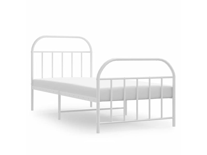 Lit simple- lit adulte - cadre de lit métal sans matelas avec pied de lit blanc 90x190cm - Conforama A