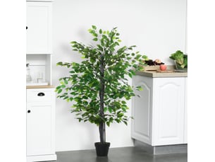 Arbre artificiel banyan au feuillage réaliste avec pot en ciment pour intérieur et extérieur vert ø 20 × 145 cm