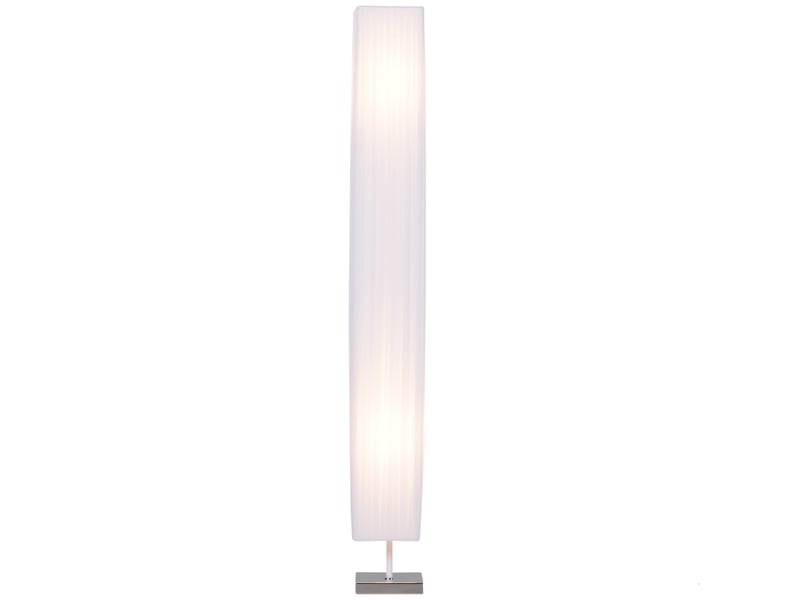  Lampadaire avec 2 douilles e27, abat-jour en tissu, interrupteur au pied, base en acier inoxydable, blanc  - Conforama A