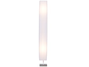Lampadaire avec 2 douilles e27, abat-jour en tissu, interrupteur au pied, base en acier inoxydable, blanc