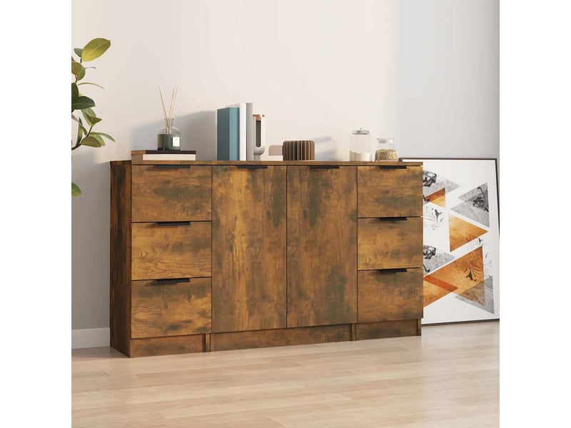  Buffets 3 pcs - bahut - meuble de rangement chêne fumé bois d'ingénierie  - Conforama B