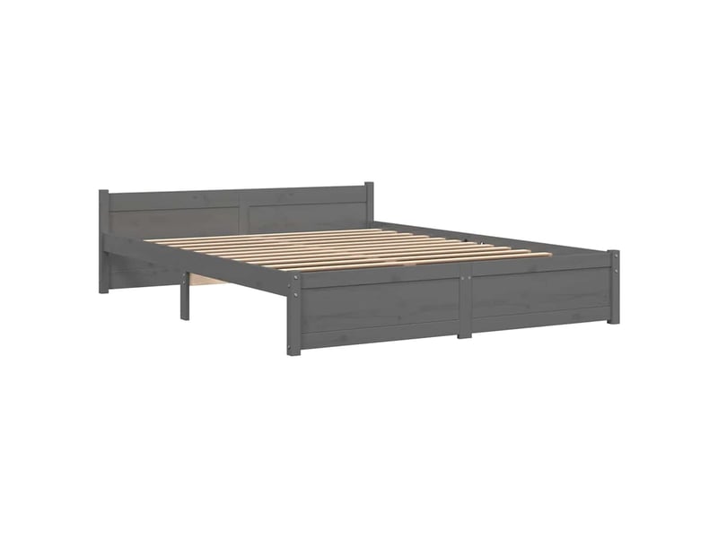  Lit double- lit adulte -  cadre de lit sans matelas gris bois massif 135x190 cm  - Conforama B