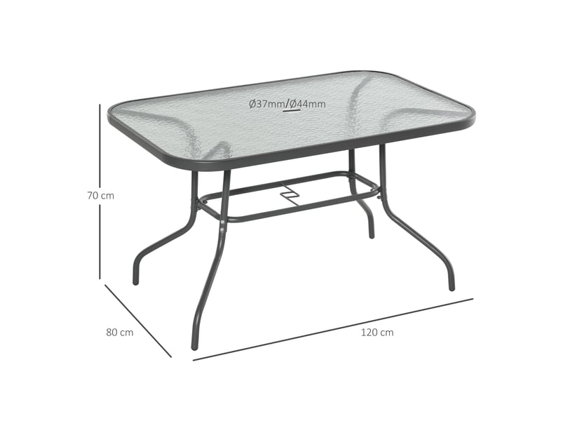 Table de jardin rectangulaire métal gris 120x80x70cm - Conforama E