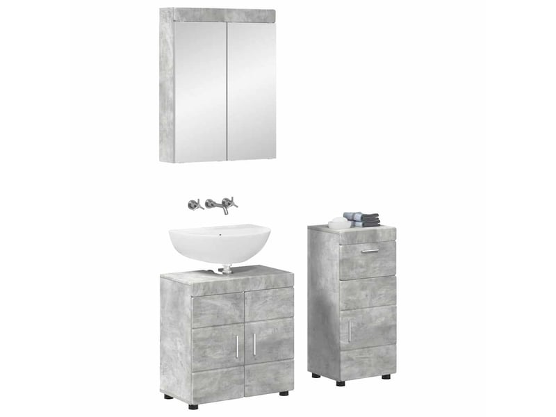  Ensemble de mobilier de salle de bain tulum 3 pc gris béton cf64719  - Conforama A