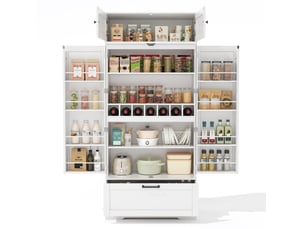 Armoire de cuisine blanche 80 x 40 x 180 cm avec tiroir et casiers à bouteilles