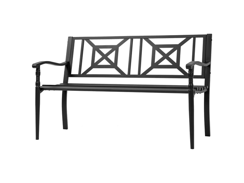  Banc de jardin 2 places banquette extérieur terrasse patio dossier haut assise à lattes accoudoirs  - Conforama B