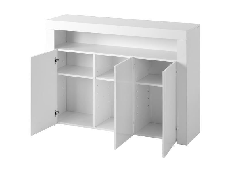  Vitrine buffet blanc brillant 3 portes avec led et télécommande pour salon salle à manger  - Conforama D