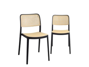 Lot de 2 chaises de cuisine empilables yao imitation rotin noir et beige