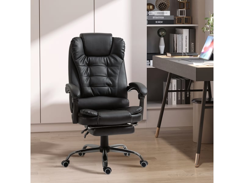  Fauteuil de bureau, chaise bureau, fauteuil manager, revêtement synthétique pu, 64.5x69x117cm, noir  - Conforama D