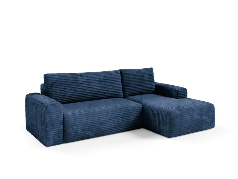  Canapé d'angle convertible en velours côtelé sontii bleu  - Conforama B