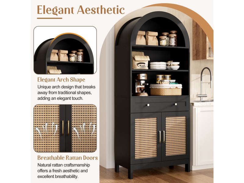  Meuble de rangement 2 portes 1 tiroir 3 niches noir et naturel 70 x 40 x 170 cm N657P45623334S - Conforama D