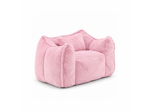 Fauteuil pouf paresseux en fausse fourrure, sans montage, rempli de mousse déchiquetée haute densité, design ergonomique,rose