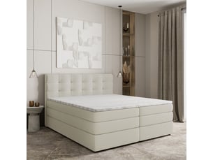 Lit avec rangement 140x200 cm <strong>MASSENO</strong> <strong></strong> coloris beige