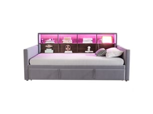 Lit gigogne 90x190 cm    coloris gris