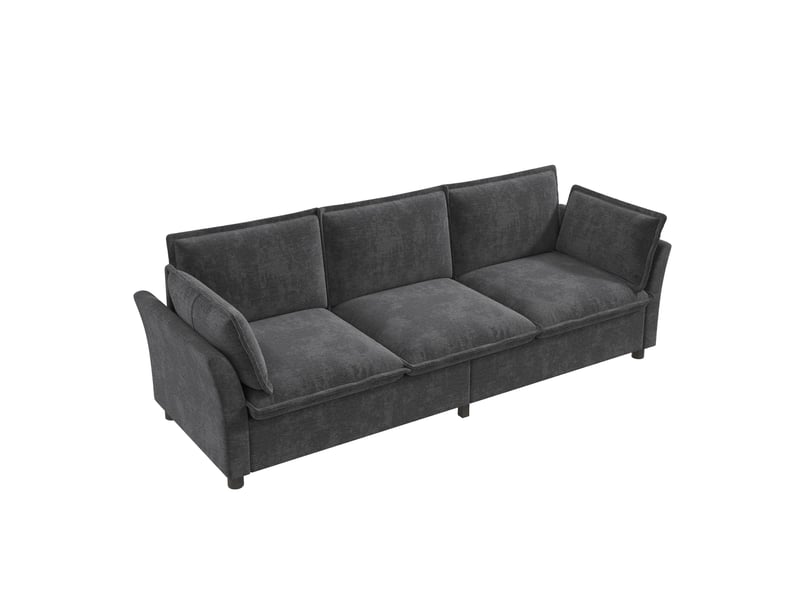  Canapé 3 places moderne 220x81x87cm assise moelleuse 2 coussins accoudoirs cadre métal - chenille - gris CozyNest - Conforama A