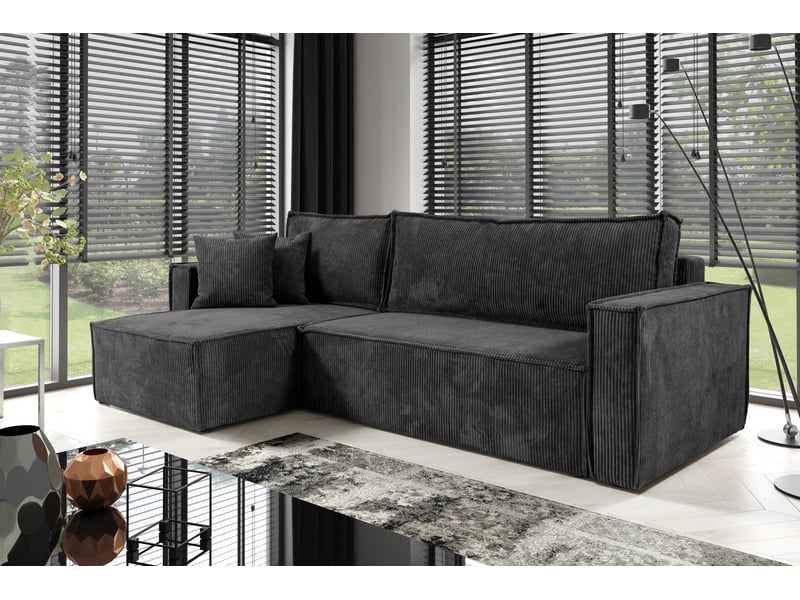  Canapé d'angle convertible cord jimmy gris anthracite  - Conforama B
