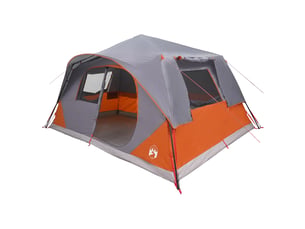 Tente instantanée, tente de camping 10 personne gris et orange polyester et acier