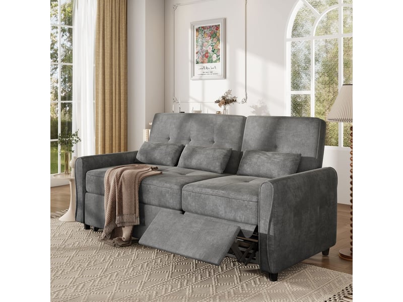  Canapé-lit 3 places couchage d'appoint surface de couchage extensible tissu chenille dossier réglable en 3 positions inclinaison à 90° 145° ou 180°  - Conforama B