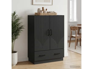 Buffet - bahut - meuble de rangement avec tiroir noir 66 x 34,5 x 92 cm bois d'ingénierie