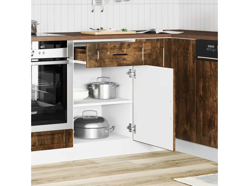  Meuble de rangement, armoire de cuisine porto chêne fumé bois d'ingénierie shl7678  - Conforama C