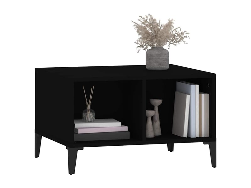  Table basse | table de salon noir 60x50x36,5 cm bois d'ingénierie  - Conforama D