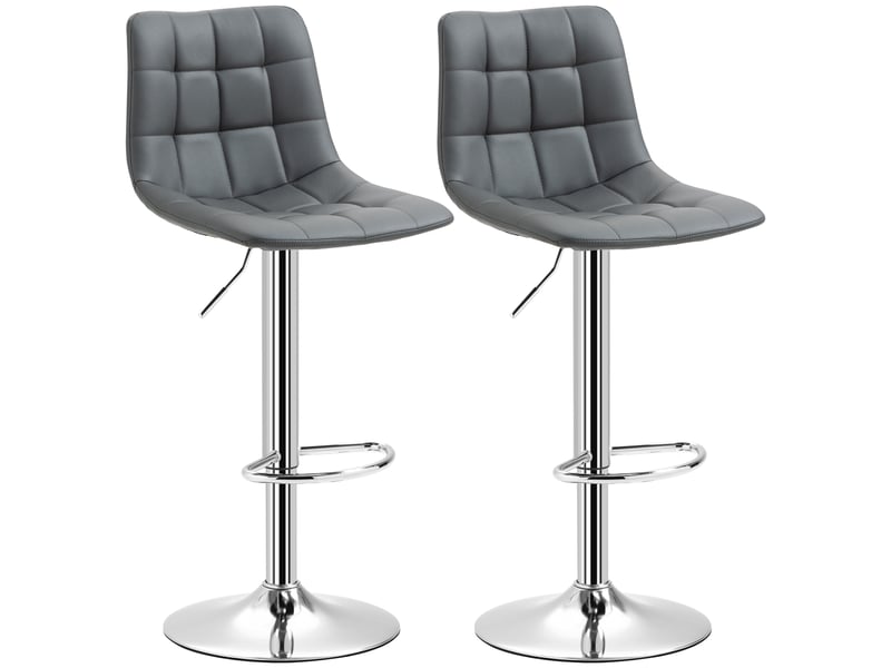  Ensemble de 2 tabourets de bar pivotants en similicuir avec dossier et repose-pieds, 42 x 45 x 89-110 cm, gris  - Conforama A