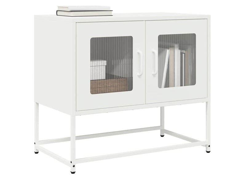  Meuble tv - banc tv - meuble de rangement blanc 68x39x60,5 cm acier laminé à froid  - Conforama B