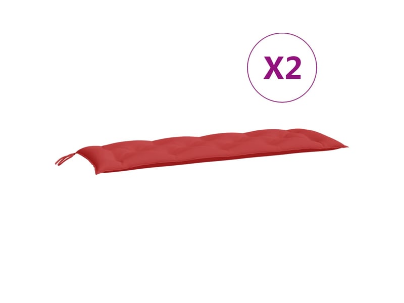  Lot de 2 coussins de banc jardin, coussins d'assise rouge 150x50x7 cm tissu oxford cf58737  - Conforama E