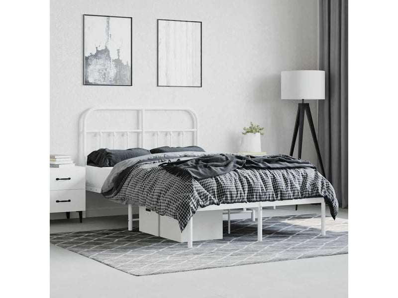  Lit double- lit adulte -  cadre de lit métal sans matelas et tête de lit blanc 120x190 cm  - Conforama C