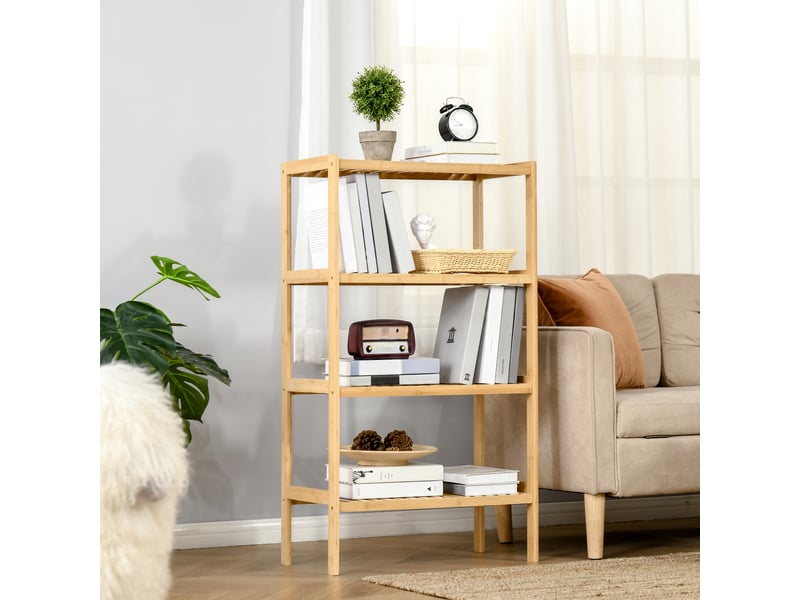  Étagère bambou autoportante 4 niveaux, multi-usages, bambou naturel, 62×33×112 cm  - Conforama C