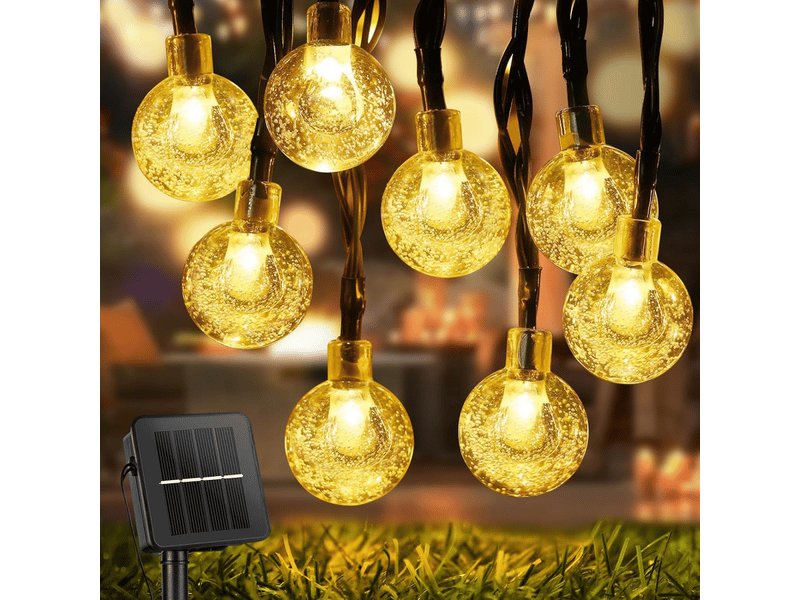  Guirlande de lumières solaires pour extérieur 12m 100leds 8 modes ip65 étanche pour jardin patio mariage fête (blanc chaud)  - Conforama A