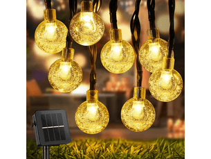 Guirlande de lumières solaires pour extérieur 12m 100leds 8 modes ip65 étanche pour jardin patio mariage fête (blanc chaud)
