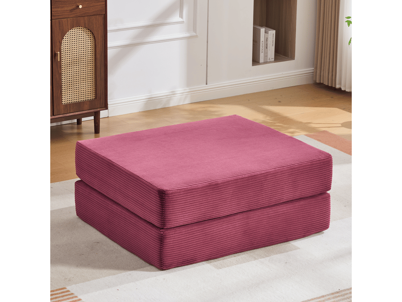  Pouf convertible en velours côtelé, fauteuil d’appoint pliable, design modulable confortable  - Conforama B