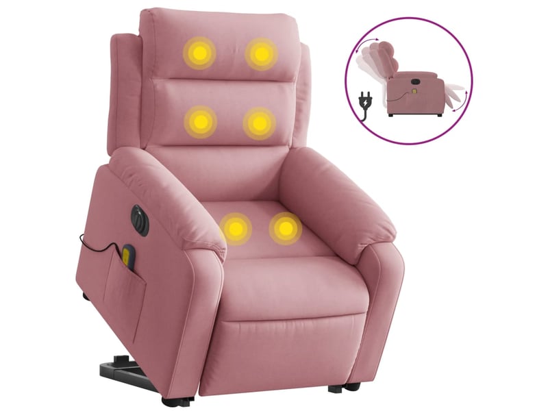  Vidaxl fauteuil inclinable de massage électrique rose velours  - Conforama A