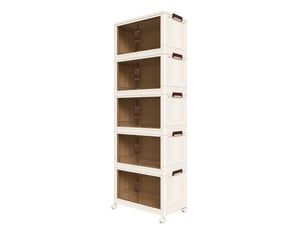 Armoire de rangement pliante 5 niveaux en polypropylène blanc avec roulettes