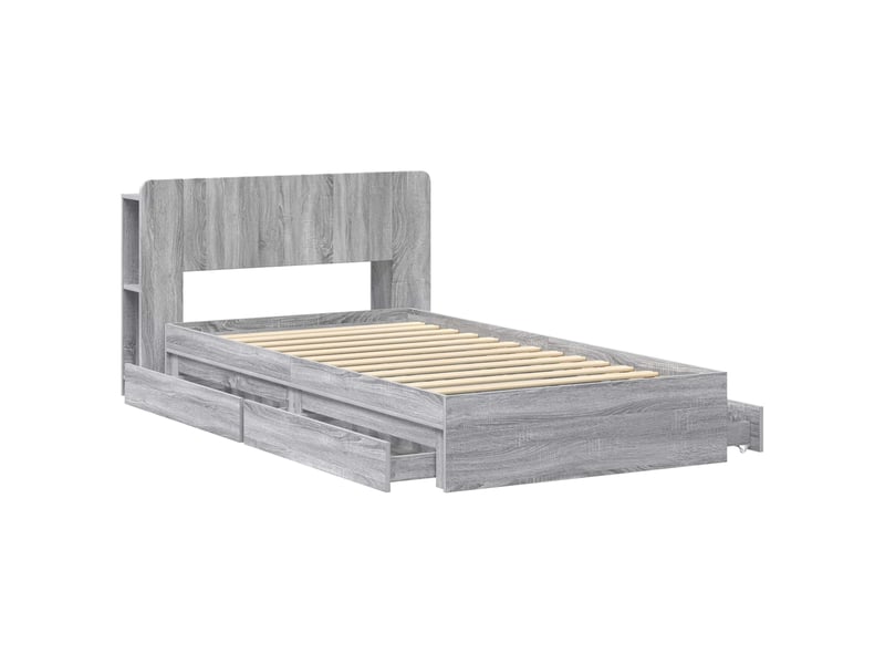 Lit simple- lit adulte - cadre de lit avec rangement sonoma gris 100 x 200 cm - Conforama C
