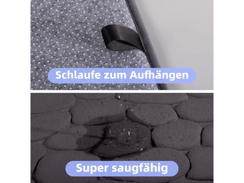  Tapis de bain en mousse à mémoire de forme - tapis de douche absorbant -tapis décoratif - antidérapant - 40 x 60 cm - gris foncé  - Conforama C
