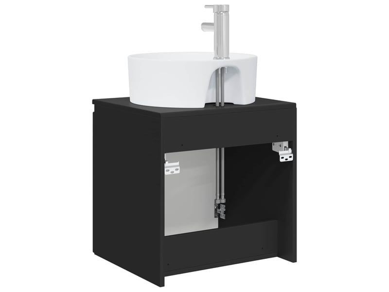  Vanité de lavabo mural, meuble de rangement noir 49.5x44.5x65 cm shl4670  - Conforama E
